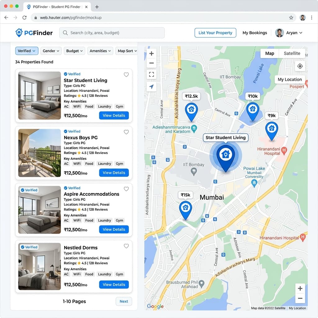 PGFinder — PG & Hostel Listing Platform